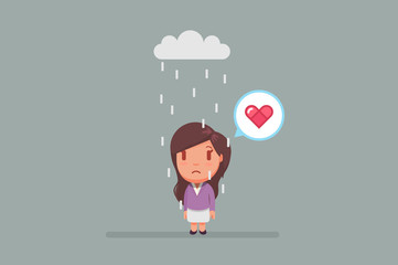 Sad girl under a cloud