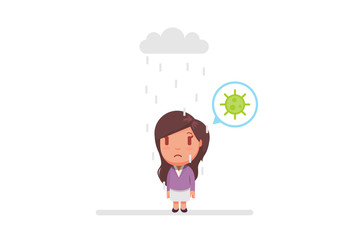 Sad girl under a cloud