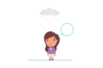 Sad girl under a cloud