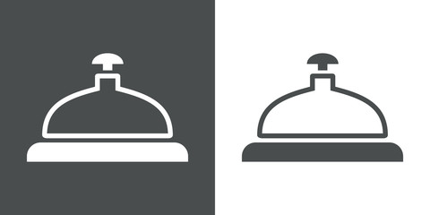 Icono plano timbre hotel gris y blanco