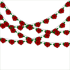 Garlands of roses. Card for Valentine's Day.