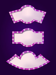 Set of glowing retro frames