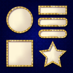 Set of glowing retro frames