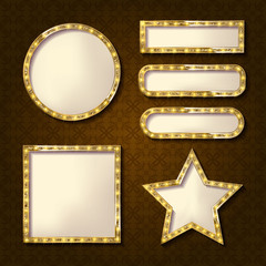 Set of glowing retro frames
