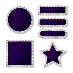 Set of glowing retro frames