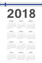 Finnish 2018 year vector calendar