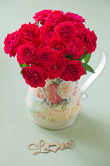 Beautiful red roses .Beautiful bouquet for a birthday .Congratulation with a flowers .