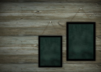 Clean chalk board on wooden wall for background.texture for educational or business background.