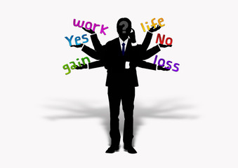 天秤にかけるビジネスマン