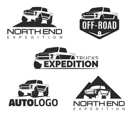 Modern suv pickup emblems, icons and logos. © dmaryashin