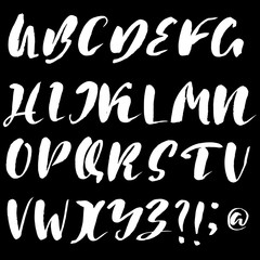 Hand drawn font made by dry brush strokes. Grunge style alphabet