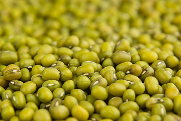 Mung green beans macro background. Healthy protein food.