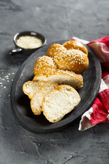 Homemade Challah bread with sesame seeds