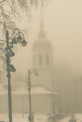 Morning fog in the city