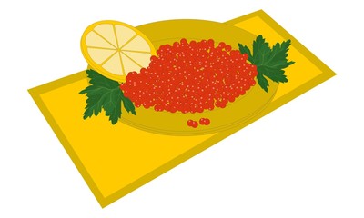 Red caviar on a plate