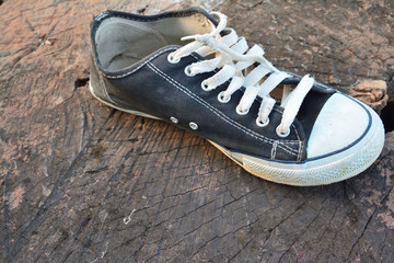 sneaker on wooden background