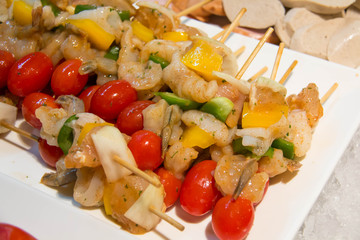 Fresh saefood and vegetables on plate