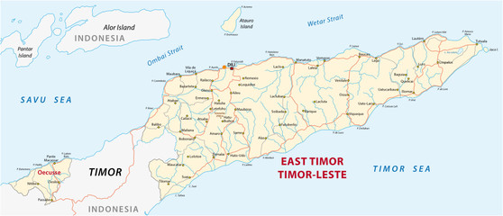 Vector road map of the Democratic Republic of Timor-Leste