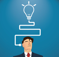 Businessman thinking with light bulb shape. concept of thinking  