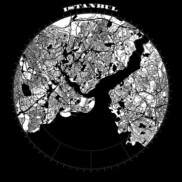 Istanbul Compass Design Map Artprint