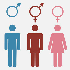 Set of gender symbols with stylized silhouettes