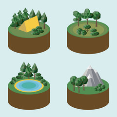 Set of isometric icons outdoor recreation