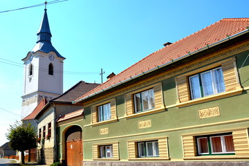 Fototapeta na wymiar Fortified medieval church in Dirjiu, Transylvania. In Dirjiu there is an intersting fortified church. 