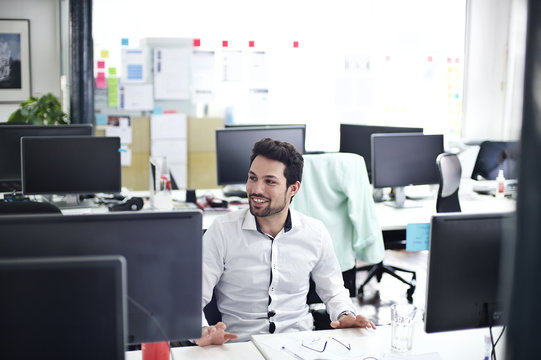 Caucasian businessman in a contemporary office