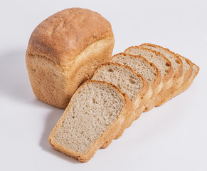 Wheat bread on a white background.