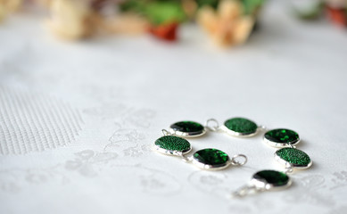 Handmade bracelet made of epoxy resin close up