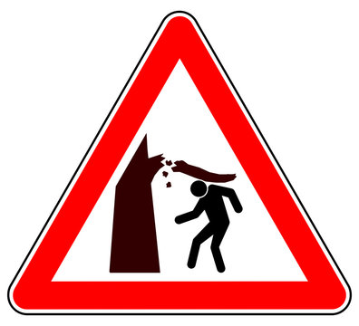 sd46 Schild-Dreieckig - german: Hinweis Zeichen - Achtung - Umst&uuml;rzende B&auml;ume und herabfallende &Auml;ste - english: warning - falling trees and falling branches - triangle red xxl g4927