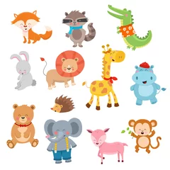 Stickers meubles Zoo Personnages animaux mignons de bande dessinée