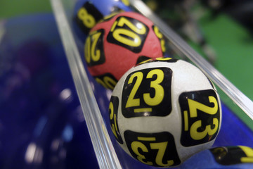 Lottery balls during extraction