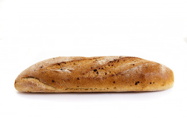 Wheat loaf on a white background.