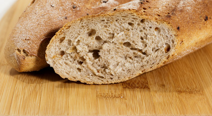 A slice of bread. Texture.