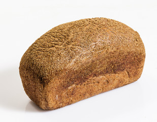 Rye bread on white background.