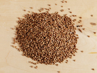 Hill buckwheat on a wooden table.