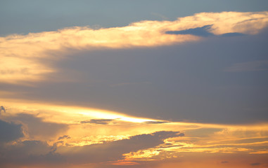Sunset and clouds background in the evening
