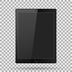 tablet realistic with blank screen on isolate background with shadow, stylish vector illustration EPS10