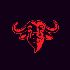 Vintage Buffalo illustration on black background.