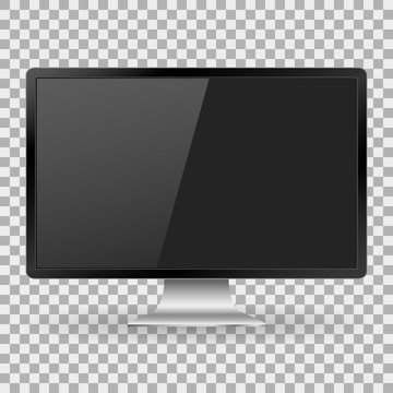 Monitor PC realistic with a blank screen on background isolate, stylish vector illustration EPS10