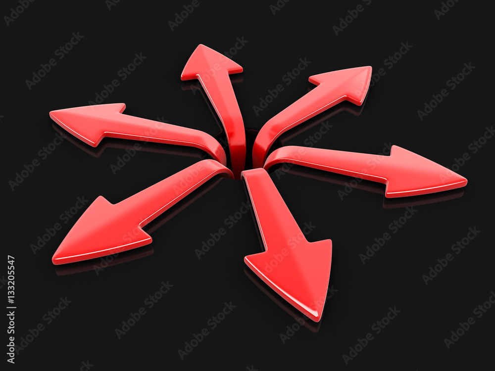 Poster 3d image of arrows in different directions. image with clipping path