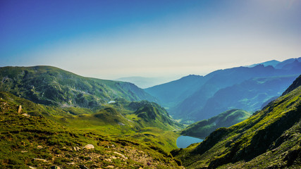 Beautiful Mountain Panorama View, Rila Mountain, Bulgaria - obrazy, fototapety, plakaty