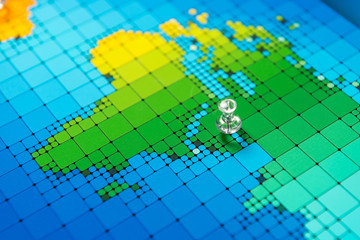 Pushpins on a map of Middle East