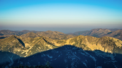 Epic Mountain Panorama View, Sunrise at Musala Peak, Bulgaria