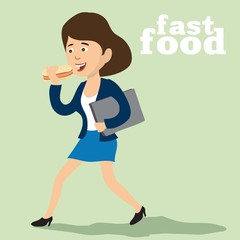lady and a fast food