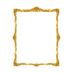 Obraz premium Vintage gold wood photo frame on white background