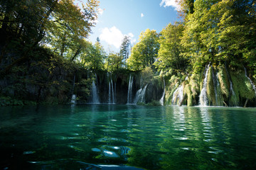 Waterfall in forest,  Plitvice, Croatia