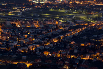 aerial night view, Nitra, Slovakia