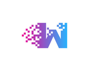 Fototapeta premium Initial Letter W Digital Pixel Logo Design Element